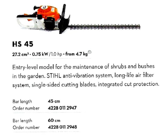 HS 45 Hedge Trimmer